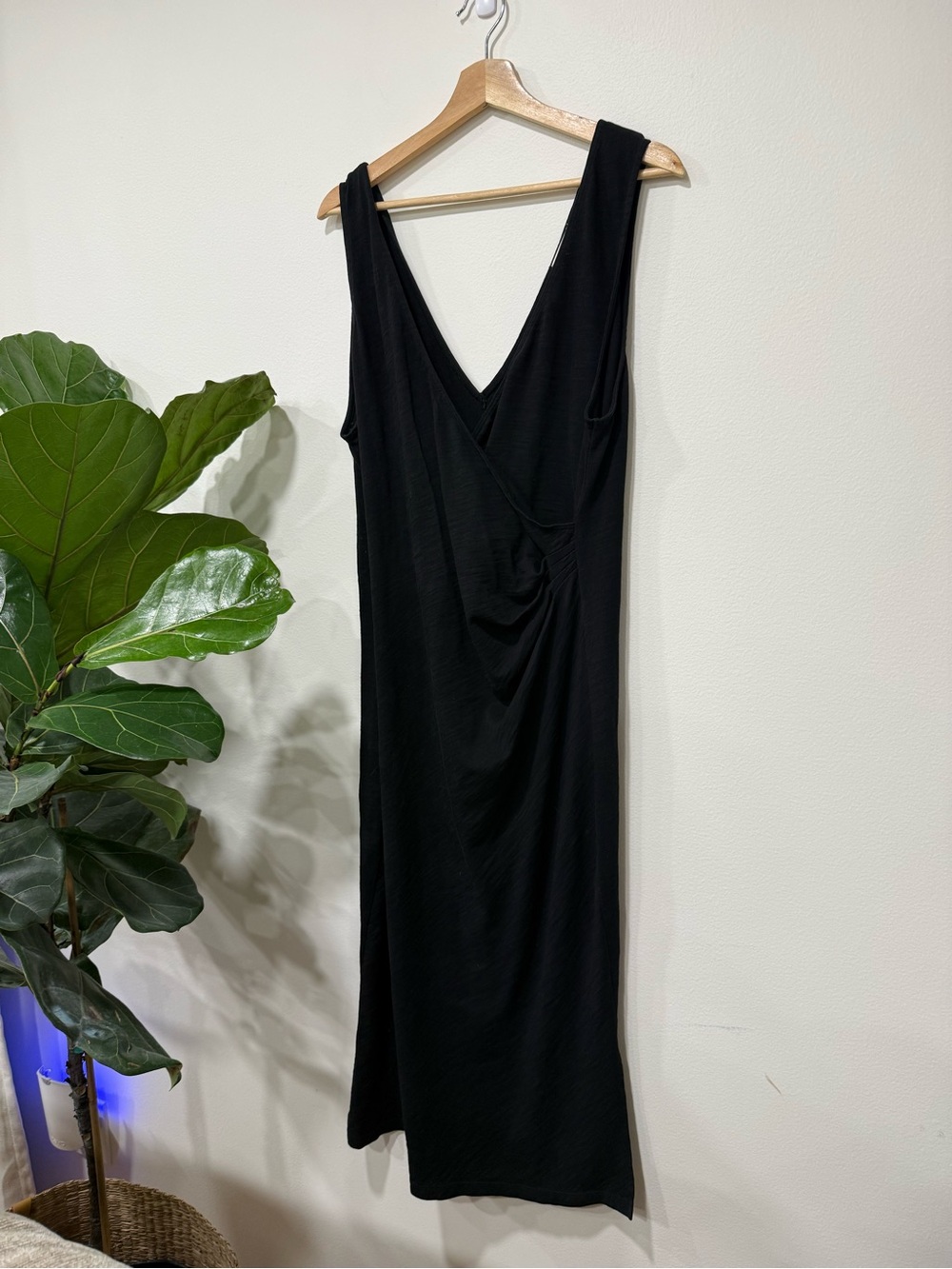 Nation LTD Black Sleeveless Midi Dress with V-Neck